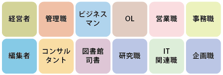 経営者 管理職 ホワイトカラー OL 営業職　出版社　コンサルタント　図書館司書　研究職　ＩT関連職