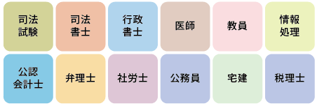司法試験 司法書士 行政書士 医師 教員 公認会計士 弁護士 社労士 公務員 宅建